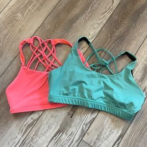 Strappy Green and Tangerine Sports Bra